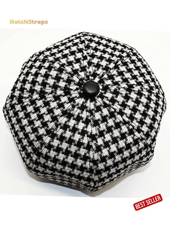 Women\'s Newsboy Cap French Vintage Houndstooth Hat Cabbie Baker Boy Adjustable main image 6
